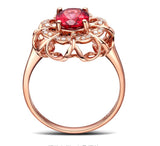 Women's 18K Rose Gold-plated Diamond-inlaid Hollow Flower Head Ring