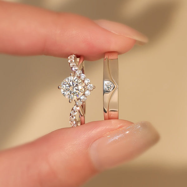 Crown Love One Pair Of Lovers Open Open S925 Silver Moissanite High Sense Couple Rings