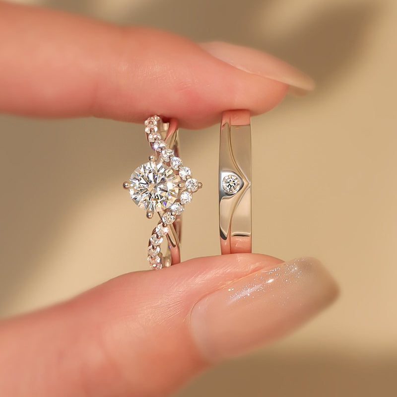 Crown Love One Pair Of Lovers Open Open S925 Silver Moissanite High Sense Couple Rings