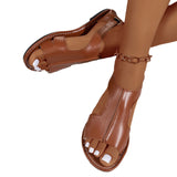 Casual Style Round Toe Fish Mouth Side Empty Heel Outer Wear Plus Size Women's Sandals