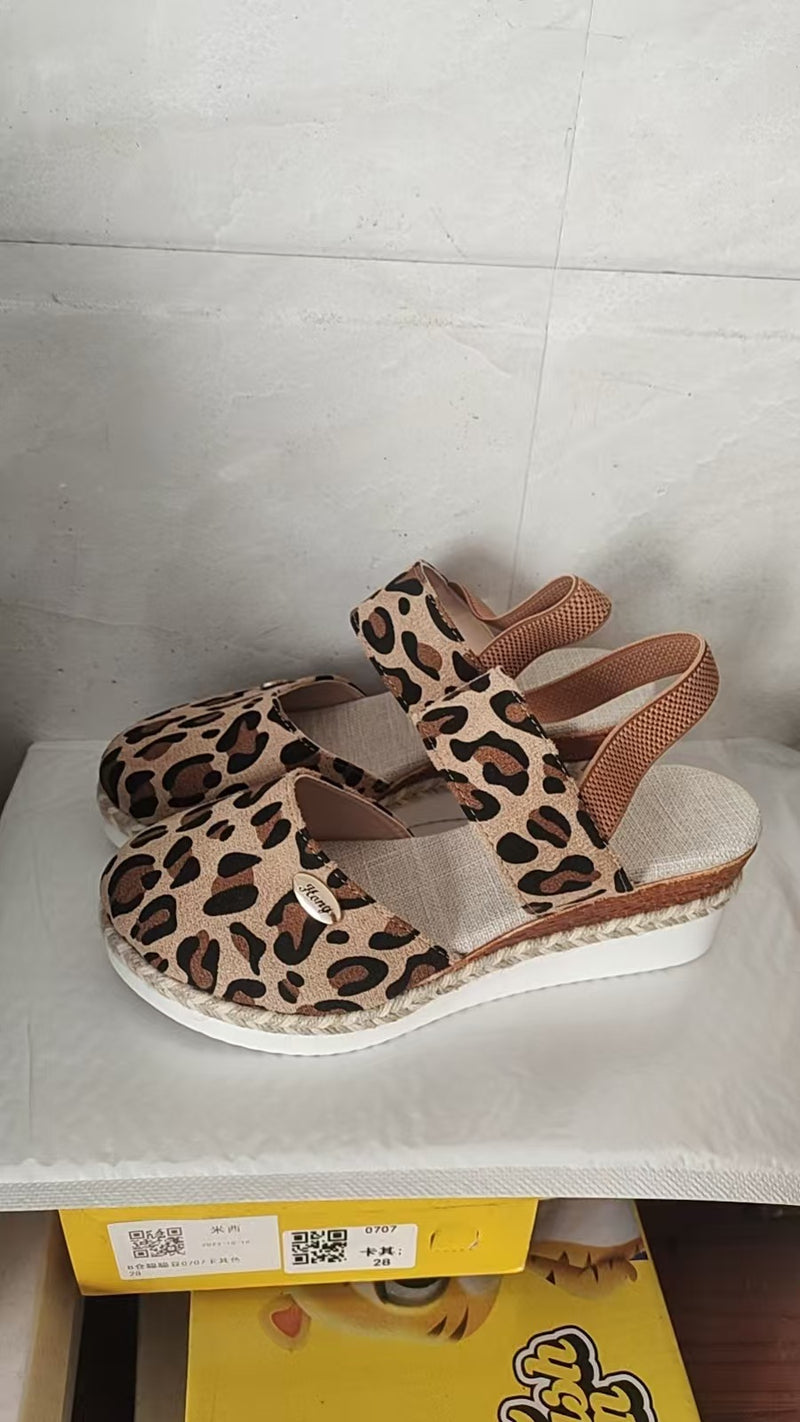 Wedge Lightweight Hemp Rope Braided Closed Toe Elastic Band Women's Shoes