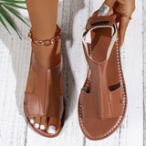 Casual Style Round Toe Fish Mouth Side Empty Heel Outer Wear Plus Size Women's Sandals