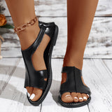Casual Style Round Toe Fish Mouth Side Empty Heel Outer Wear Plus Size Women's Sandals