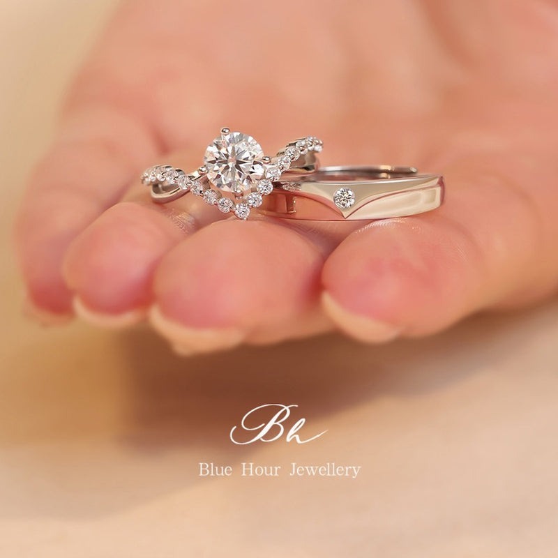 Crown Love One Pair Of Lovers Open Open S925 Silver Moissanite High Sense Couple Rings