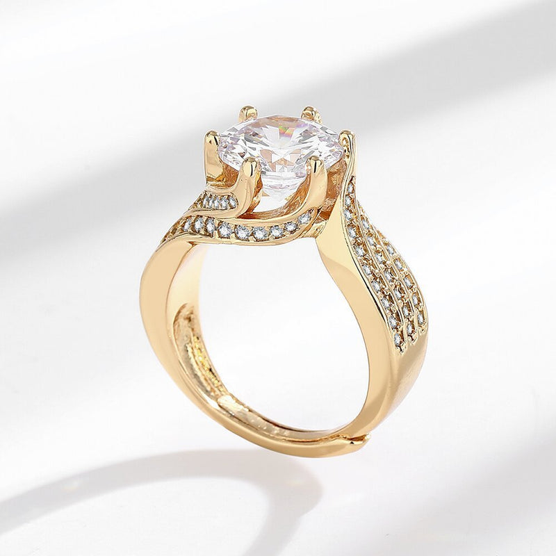 3 Karat Super Flash Eight Hearts And Eight Arrows Zircon Ring