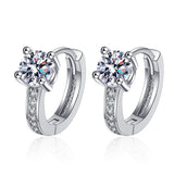 Elegant Golden Micro-inlaid Four-claw Round Earrings