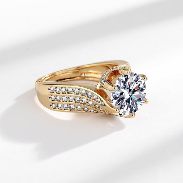 3 Karat Super Flash Eight Hearts And Eight Arrows Zircon Ring